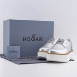 Hogan Women's Silver H355 N.Fondo Urban Derby Shoes Size 37.5 EU 4.5 UK 7.5 US