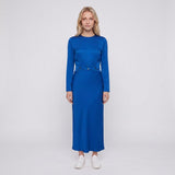 Sandro Paris Women's Blue Satin Cut Out Long Dress Size 34 XS 6 SFPRO03509