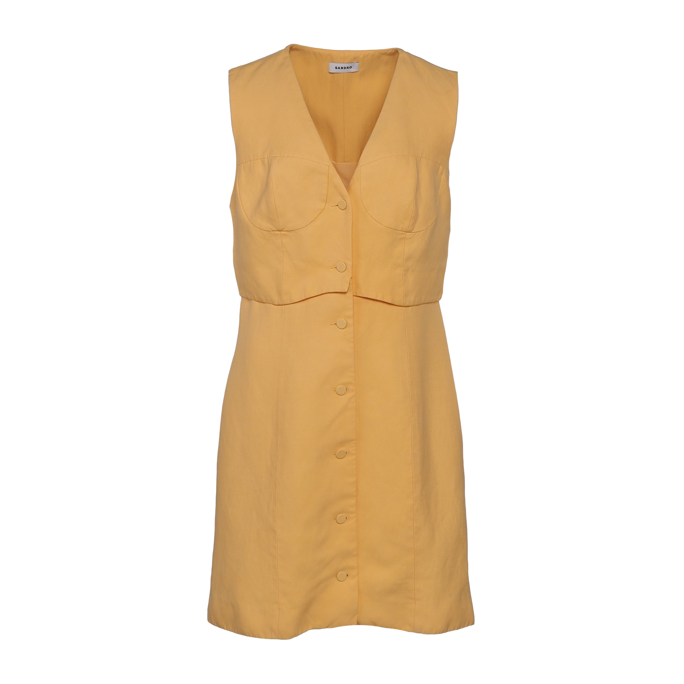 Sandro Paris Women's Orange Viscose & Linen Short Dress Size 40 L SFPRO03659