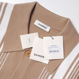 Sandro Men's Beige Knit Striped Wool Blend Cardigan Size L SHPTR00388