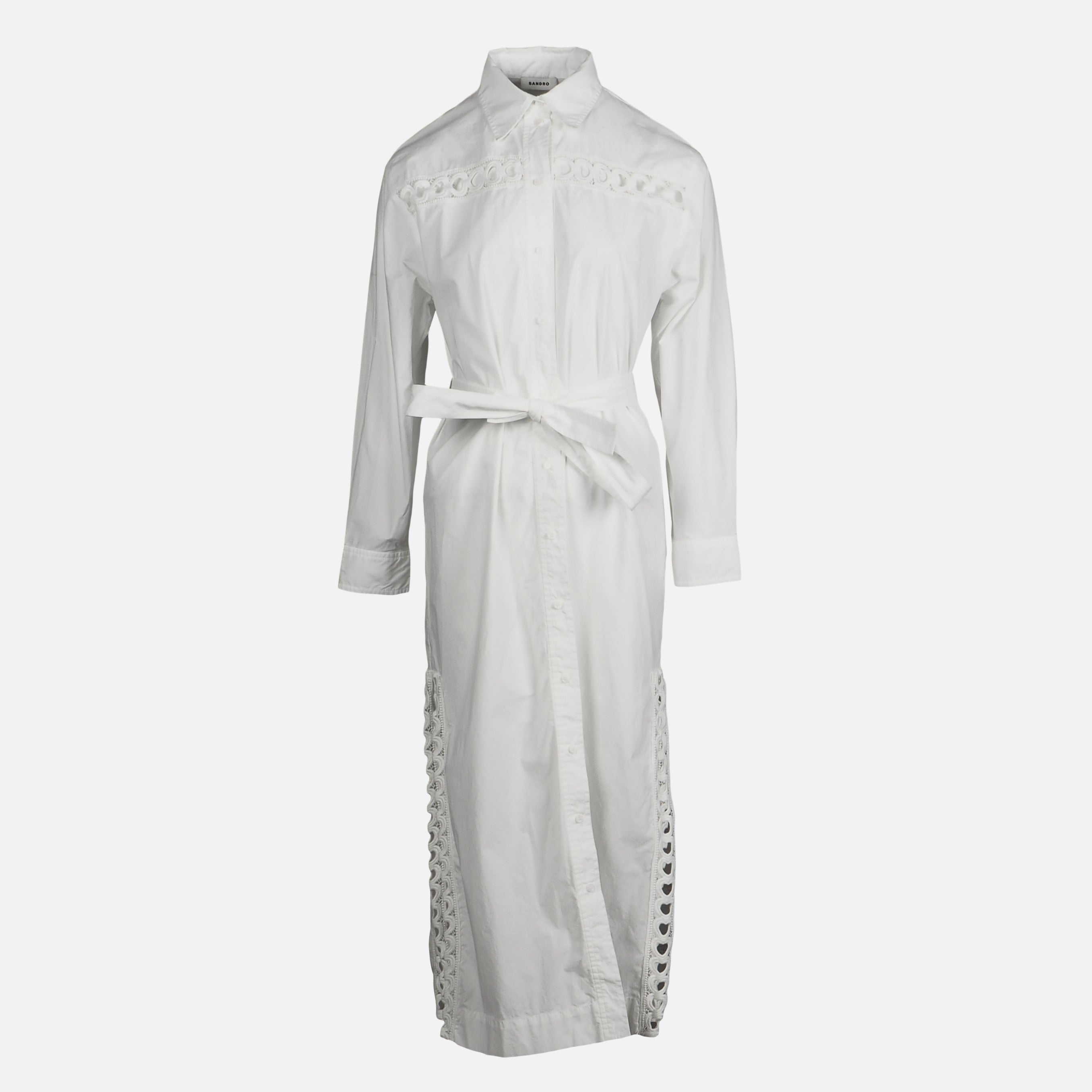 Sandro Women's White Long Cotton Shirt Dress Size 40 FR 12 UK 8 US SFPRO03706