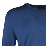 Hackett London Men's Blue Knit V-Neck Wool & Silk Sweater Size M HM702835