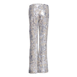 Maje Women's Silver Velvet Sequins Trousers Size 40FR 12UK 8US MFPPA00454