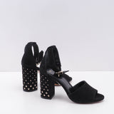 Maje Schwarze Wildleder-Pumps mit Nieten für Damen, Größe 37 EU / 4 UK / 6,5 US