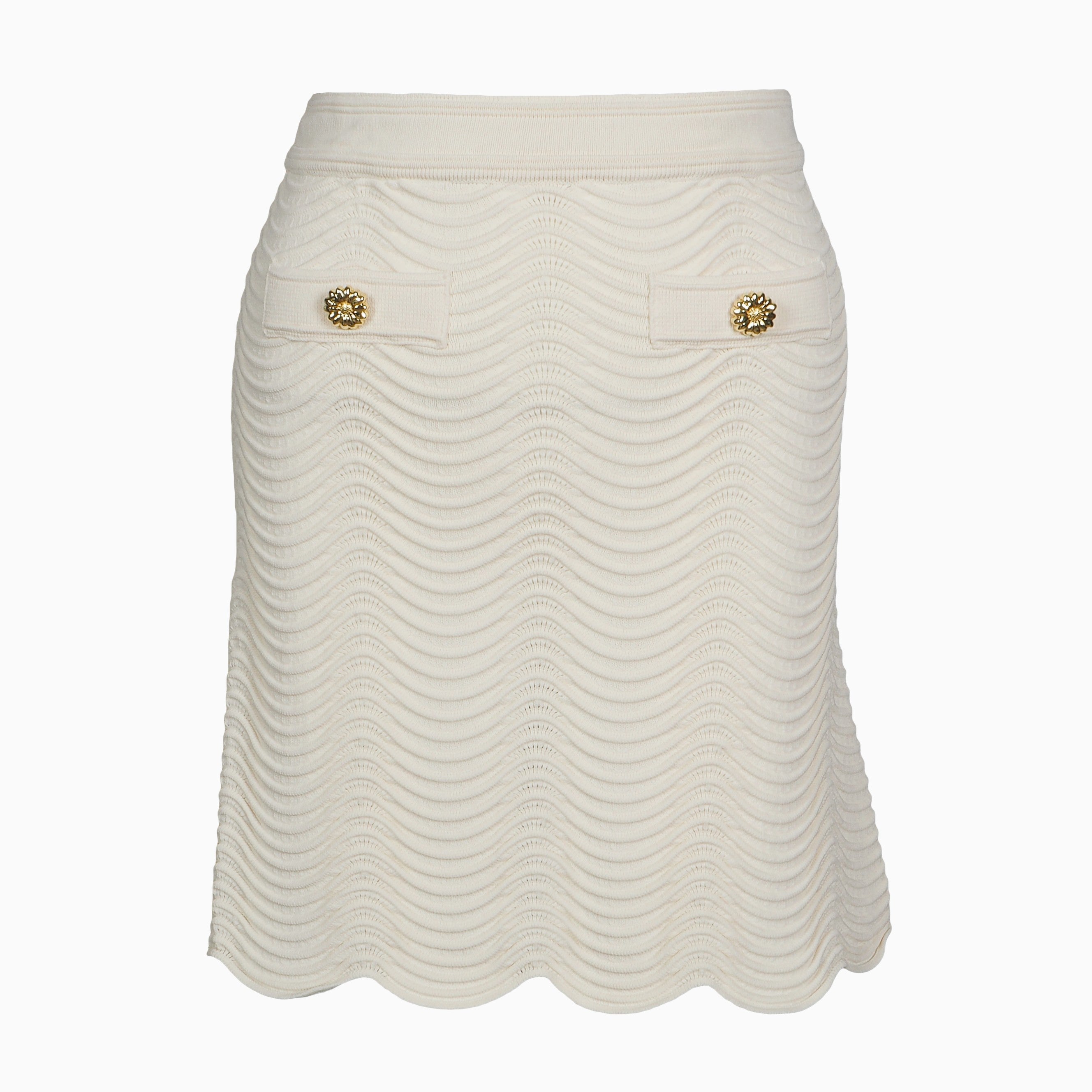 Sandro Women's Ecru Knitted Short Skirt Size 42 FR 14 UK 10 US SFPJU00796