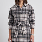 Maje Women's Beige Check Wool Blend Overshirt Size 34 FR 6 UK 2 US MFPOU00726