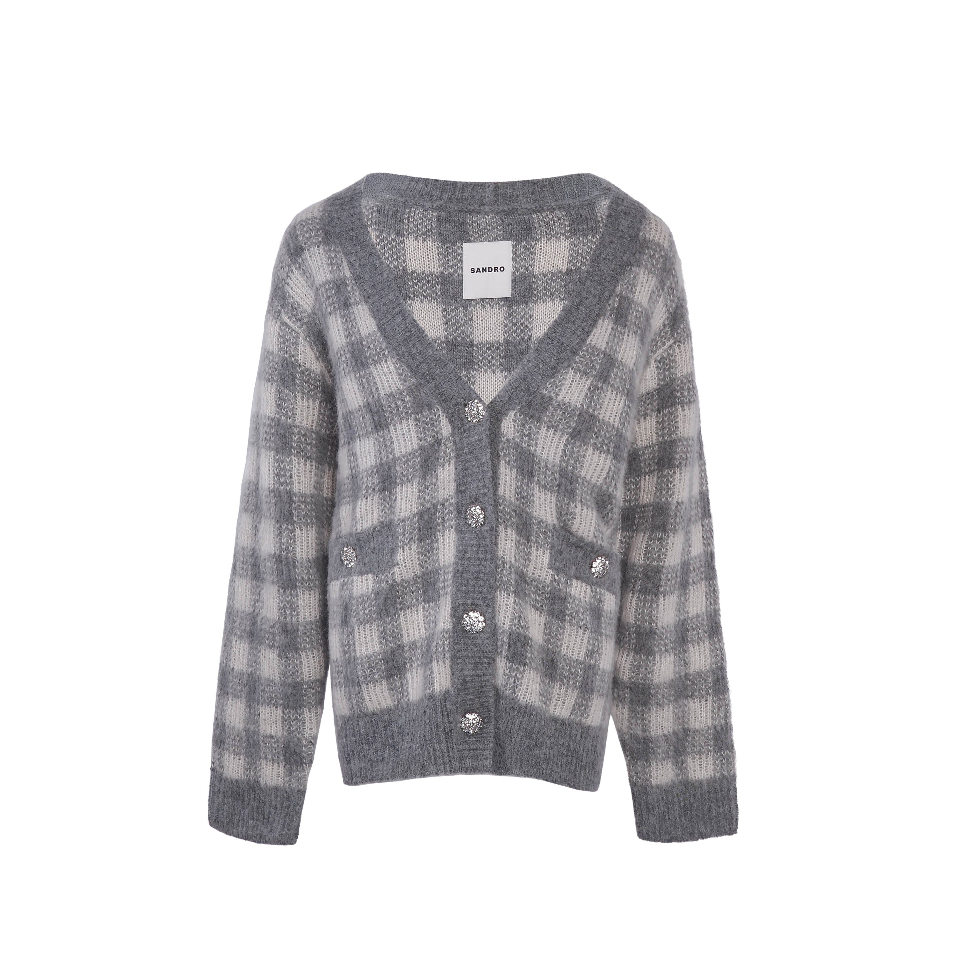 Sandro Women's Grey Knit Mohair Blend Cardigan Size 40 FR 12 UK 8 US SFPCA00718
