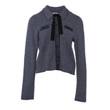 Sandro Women's Navy Knitted Collared Cardigan Size 40 FR 12 UK 8 US SFPCA00575