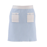 Sandro Paris Women's Blue Knit Short Striped Skirt Size 34 FR 6UK 2US SFPJU01134