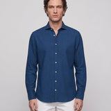 Hackett London Men's Blue Linen Blue Long Sleeve Shirt Size M HM309142