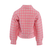 Sandro Damen-Strickjacke in Rosa mit Hahnentrittmuster, Größe 34 FR, 6 UK, 2 US, SFPCA00553