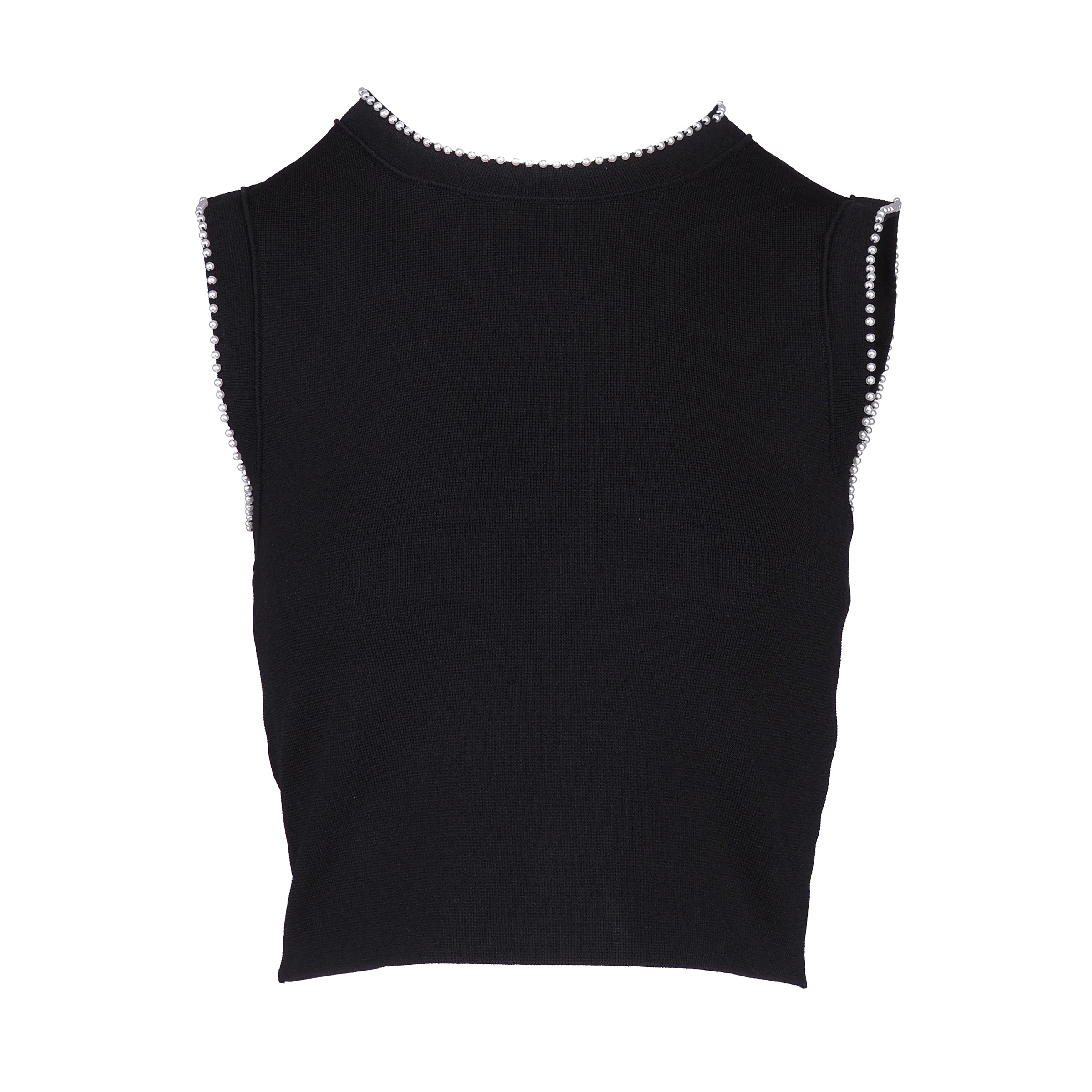 Sandro Women's Black Beaded Knit Cropped Top Size 38 FR 10 UK 6 US SFPPU02232
