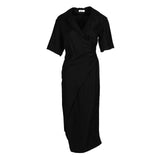 Sandro Damen-Midi-Kleid, schwarz, aus einer Mischung aus „ Leinen “, Größe 38FR, 10UK, 6US, SFPRO02853