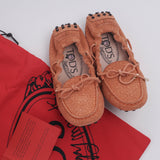 Tod's Women's Pink Suede Heaven Logo Moccasins Size 35.5 EU 3.5 UK 5.5 US
