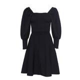 Sandro Damenkleid, schwarz, mit quadratischem Ausschnitt, „ Strick “, kurz, Größe 34 FR, 6 UK, 2 US, SFPRO01223