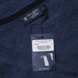 Hackett London Top Sweater V-Neck Wool Cashmere Knit Blue Size S HM702699