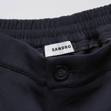 Sandro Men's Navy Straight Elastic Waist Trousers Size 36 FR 28 US SHPPA00609