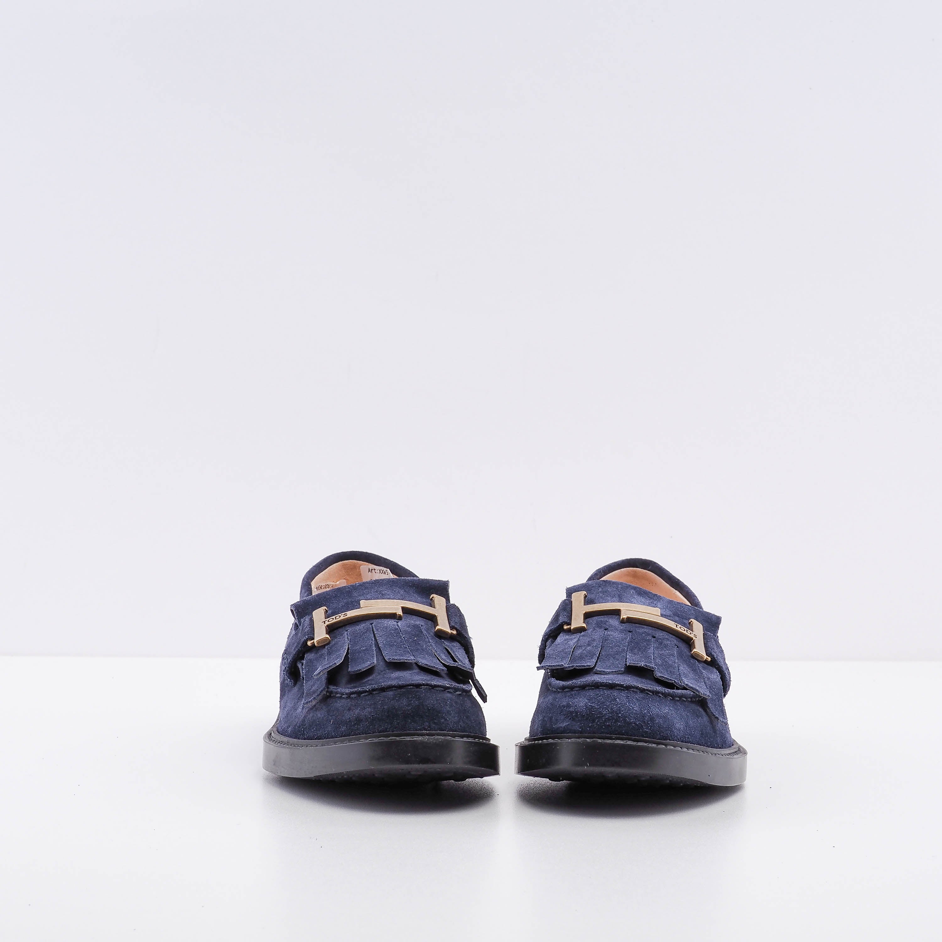 Tod's Women's Navy Gomma Basso 59C Frangia Doppia Loafers Size 37 EU 4.5 UK 7 US