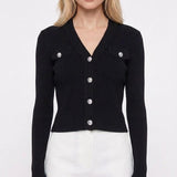 Maje Women's Black Knitted Shiny Trim Cardigan Size 36 FR 8 UK 4US MFPPU00528