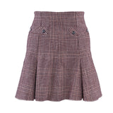 Maje Women's Bordeaux Check Wool Blend Skirt Size 36 FR 8 UK 4 US MFPJU00875