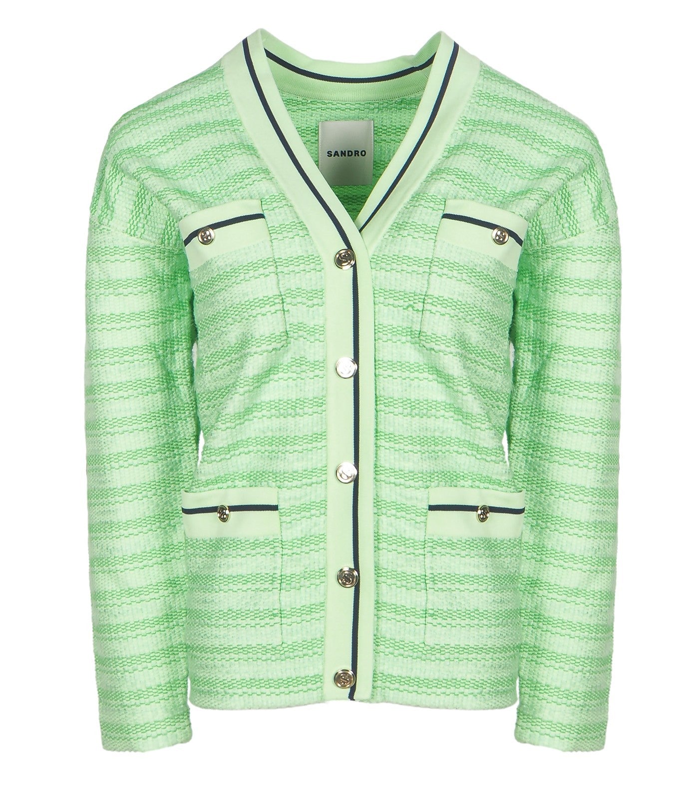 Sandro Women's Green Knit Cardigan Size 34 FR 6UK 2 US SFPCA00584