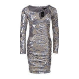 Maje Women's Silver Velvet Sequins Short Dress Size 40 L 12 MFPRO02729