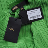 Maje Women's Green Knit Stretch Ruffle Short Dress Size 34 XS 6 MFPRO02595