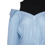 Maje Women's Blue Striped Shirt Short Dress Size 36 FR 8 UK 4 US MFPRO02708