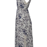 Sandro Damenkleid mit Blumenmuster und blauer Spitzenverzierung, Größe 36 FR, 8 UK, 4 US, R20639E