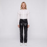 Maje Women's Black Straight Leg Vinyl Trousers Size 36 FR 8 UK 4 US MFPPA00452