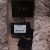 Maje Women's Beige Fur Wool Blend Long Coat Size 36 FR 8 UK 4 US MFPOU00696