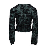 Maje Women's Green Sequins V-Neck Cropped Blouse Size 36 FR 8 UK 4 US MFPTO00799