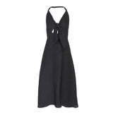Sandro Paris Women's Black Fit & Flare Midi Dress Halter Neck Size 38 M UK 12