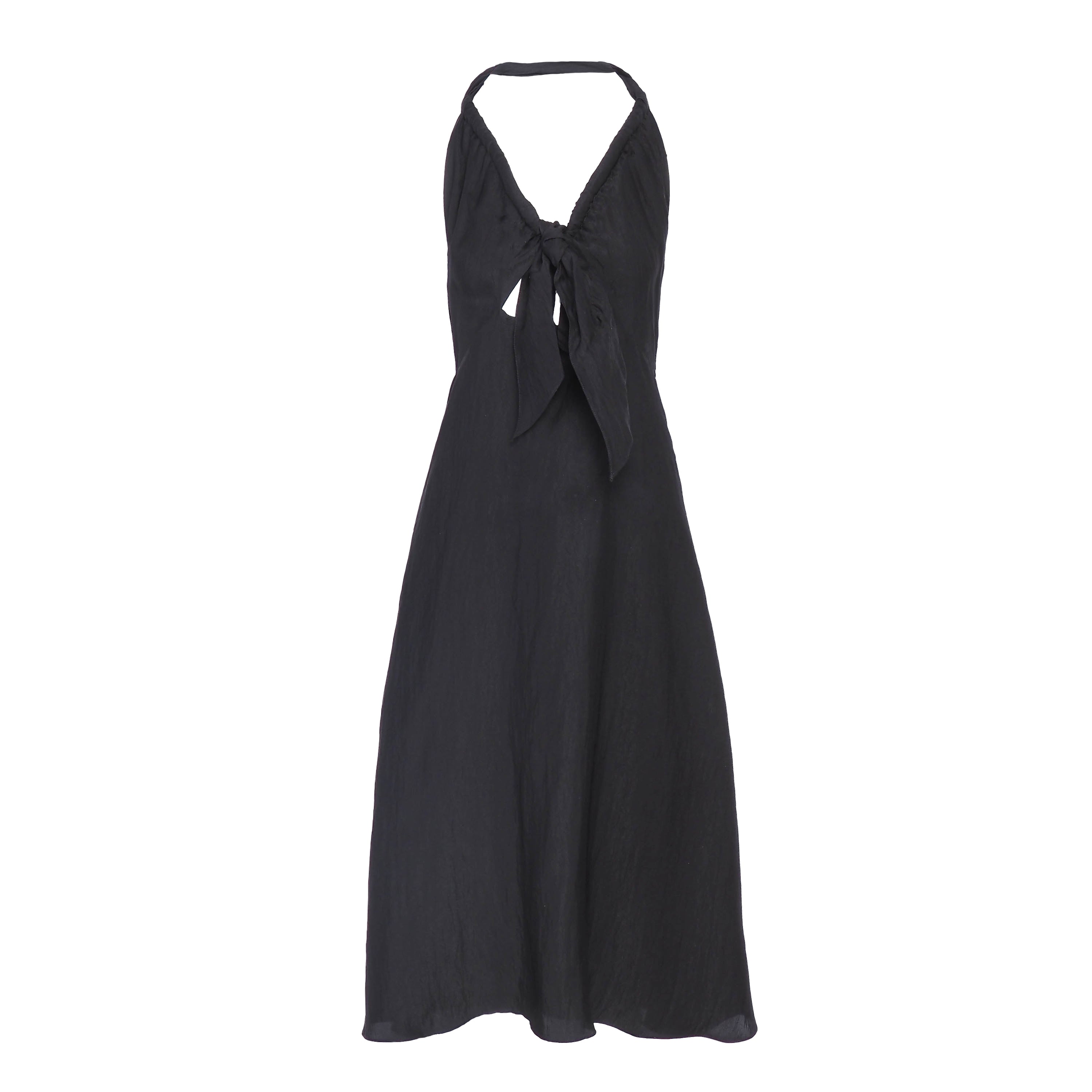 Sandro Paris Women's Black Fit & Flare Midi Dress Halter Neck Size 38 M UK 12