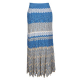 Sandro Damenrock aus blauem Strick, Midi-Länge, gestreift, Größe 34 FR, 6 UK, 2 US, SFPJU00337