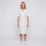 Sandro Paris Damen-Midi-Kleid in Ecru mit Knopfleiste und V-Ausschnitt, Größe 36 S, 8 SFPRO02833