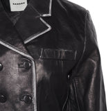 Sandro Women's Black Cropped Leather Jacket Size 36 FR 8 UK 4 US SFPBL00974