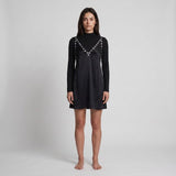 Maje Women's Black Satin Rhinestones Short Dress Size 36 S 8 MFPRO02665