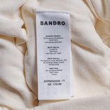 Sandro Damen-Midi-Kleid in Ecru mit „ Strick “-Rüschen, Größe 34 FR, 6 UK, 2 US, SFPRO03028