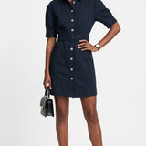 Sandro Women's Navy Belted Short Dress Size 40 FR 12 UK 8 US SFPRO00988