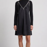 Maje Women's Black Satin Rhinestone Dress Size 38 FR 10 UK 6 US MFPRO02665