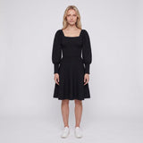 Sandro Damenkleid, schwarz, mit quadratischem Ausschnitt, „ Strick “, kurz, Größe 34 FR, 6 UK, 2 US, SFPRO01223