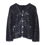 Maje Women's Grey Oversized Sequins Wool Blend Cardigan Size 1 S 8 MFPCA00322