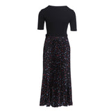 Maje Women's Black Pleated Midi Satin Dress Size 38FR 10UK 6US MFPRO01787