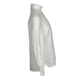 Sandro Paris Women's White Embroidered Cotton Blouse Size 3 L 12 E11578H