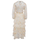 Maje Mehrfarbiges, glänzendes „ Seide “-Langkleid für Damen, Größe 40FR, 12UK, 8US, MFPRO02493