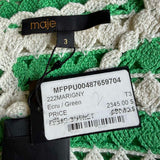 Maje Women's Green Crochet Knit Striped Top Size 40 FR 12 UK 8 US MFPPU00487
