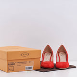 Tod's Women's Red Cuoio T70 72A Decollete Heels Size 35.5 EU 5.5 US 3.5 UK