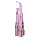 Sandro Women's Purple Long Embroidered Linen Dress 38 FR 10 UK 6 US SFPRO02982