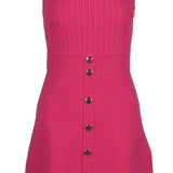 Sandro Damen-Kurzkleid in Rosa mit „ Strick “-Aufdruck und Knopfleiste, Größe 36 (FR), 8 (UK), 4 (US), SFPRO02745
